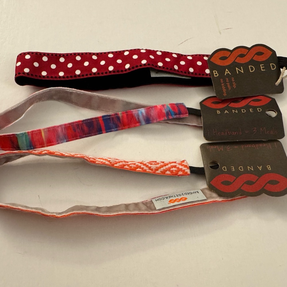 New Banded Headbands Set of 3 polka dot tie dye B53